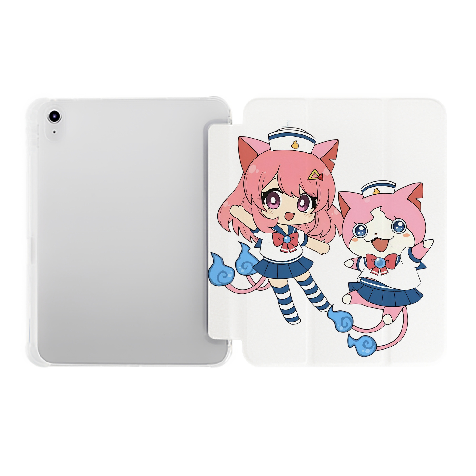 （画像用） 妖怪ウォッチ Yo-kai Watch IPad ケース ペン収納付き 三つ折りスタンド PUレザー×シリコン 対応機種9.5/10.5/10.9インチ